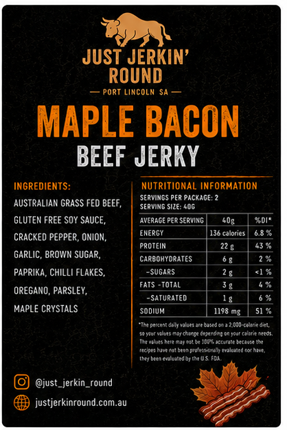 Maple Bacon Beef Jerky - 80g Bag